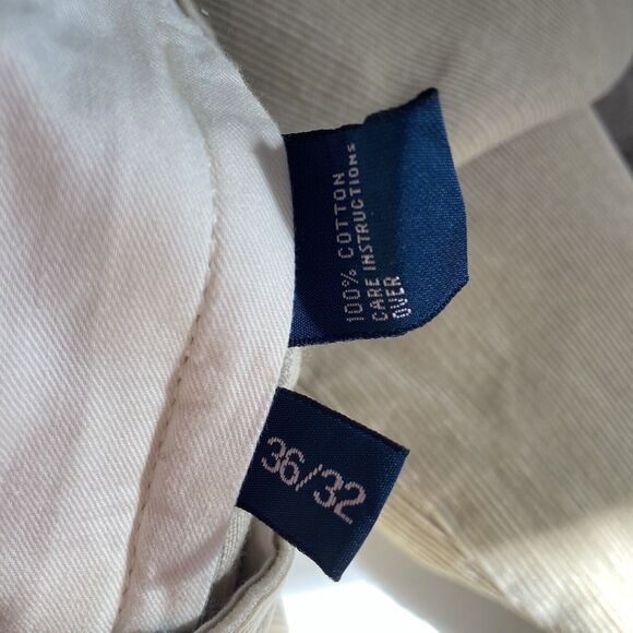 Polo Ralph Lauren Mens Hammond Pants Corduroy Beige 36x32 Pleated Cuffed Hem - Picture 9 of 9